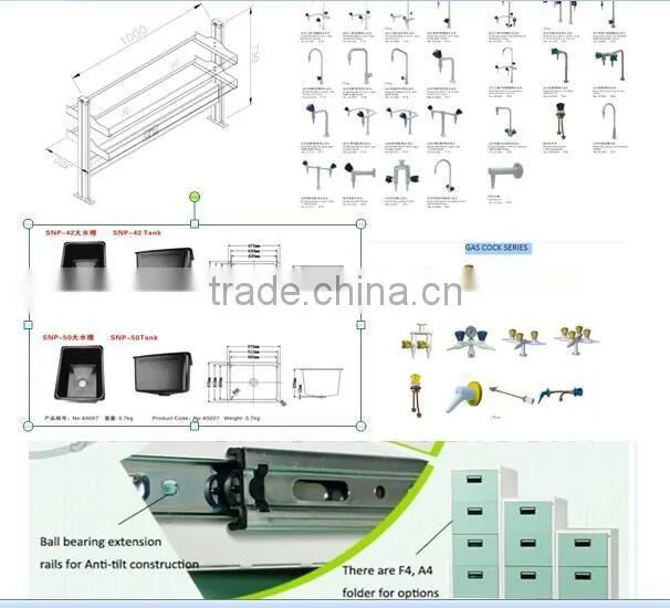 high quality all steel cheap lab side tables with drawers in industrial plant