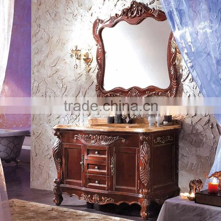 WTS3044 49 inch American Style Antique Bathroom Cabinet floor standing solid carved sink bathroom vanity Cabinets combinatio