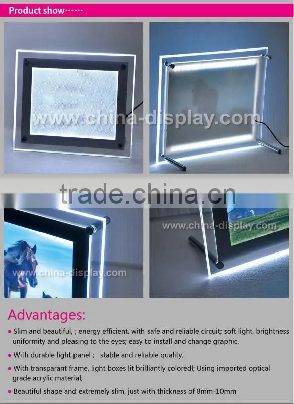 2016 innovative customize crystal acrylic led light box signs