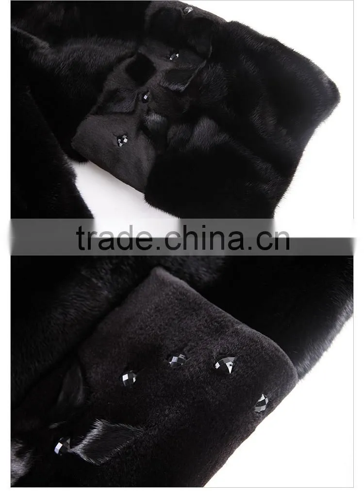 hot sale back mink fur long coat for women winter