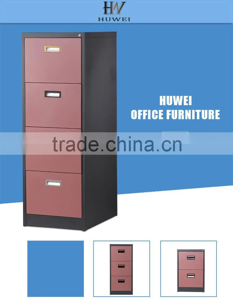 Office Funture 4 3 2 Drawer Combined Vertical Cold Rolled Steel Filing Cabinet with Lock Key