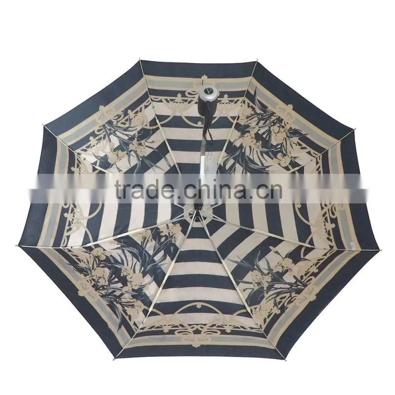 Satin fabric full-automatic 3 fold umbrella with case
