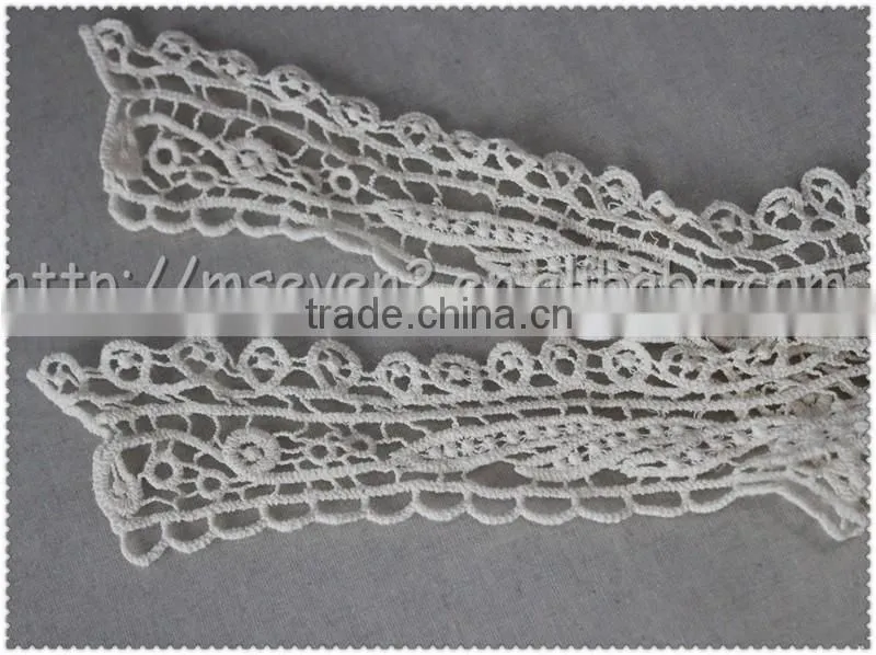 2016 new embroidered designs collar, machine made lace collars, off white cotton lace collar
