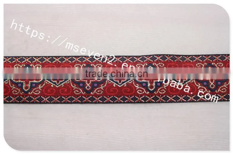 Hot selling ethnic 4cm width polyetser jacquard ribbon wholesale