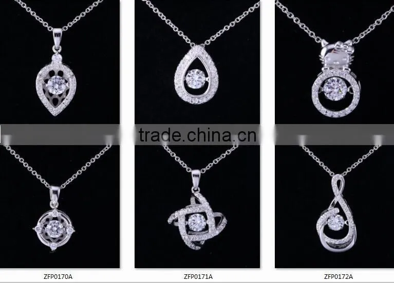 Solid 925silver pendant necklace fashion jewelry,crystal perfet pendant necklace