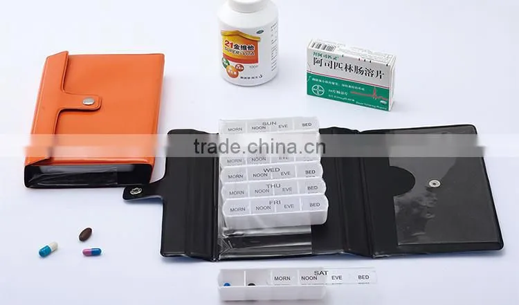 Children plastic portable round buckle up 7 day pill box