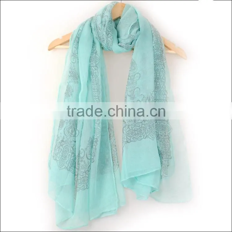 2016 New Fashion Viscose/Velvet Chiffon Scarf (BRZ036-2)