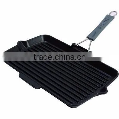 Sand casting oem dalian cast iron fry pan with removable handle