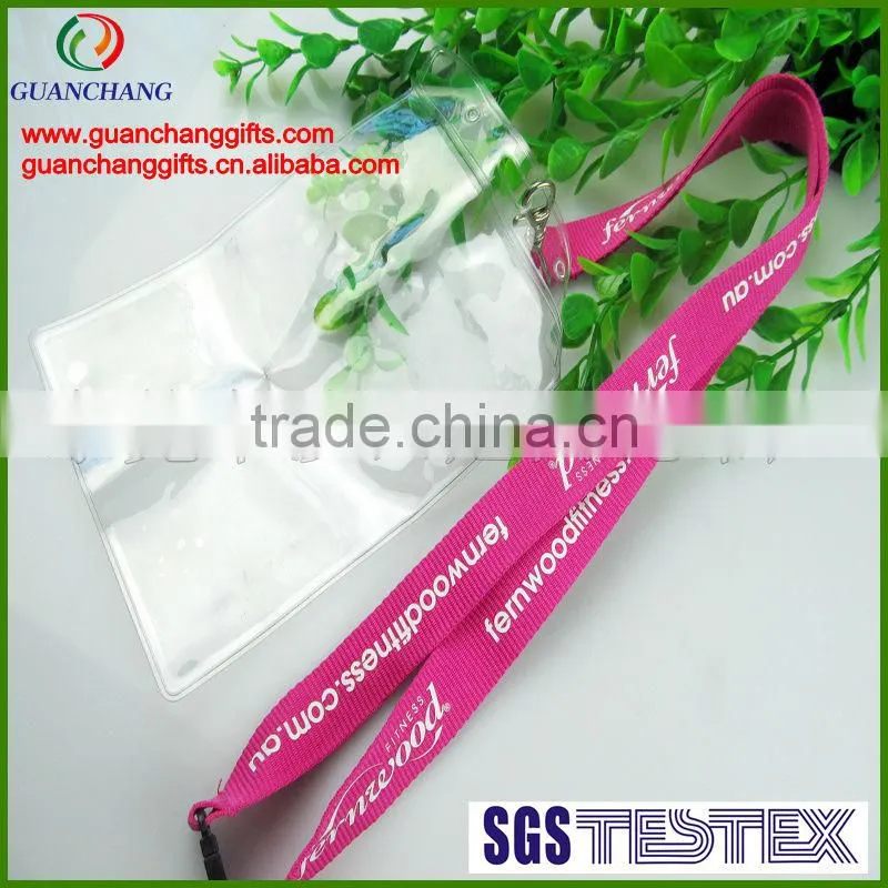 OEM promotion custom neck lanyards with eyelet PVC bag
