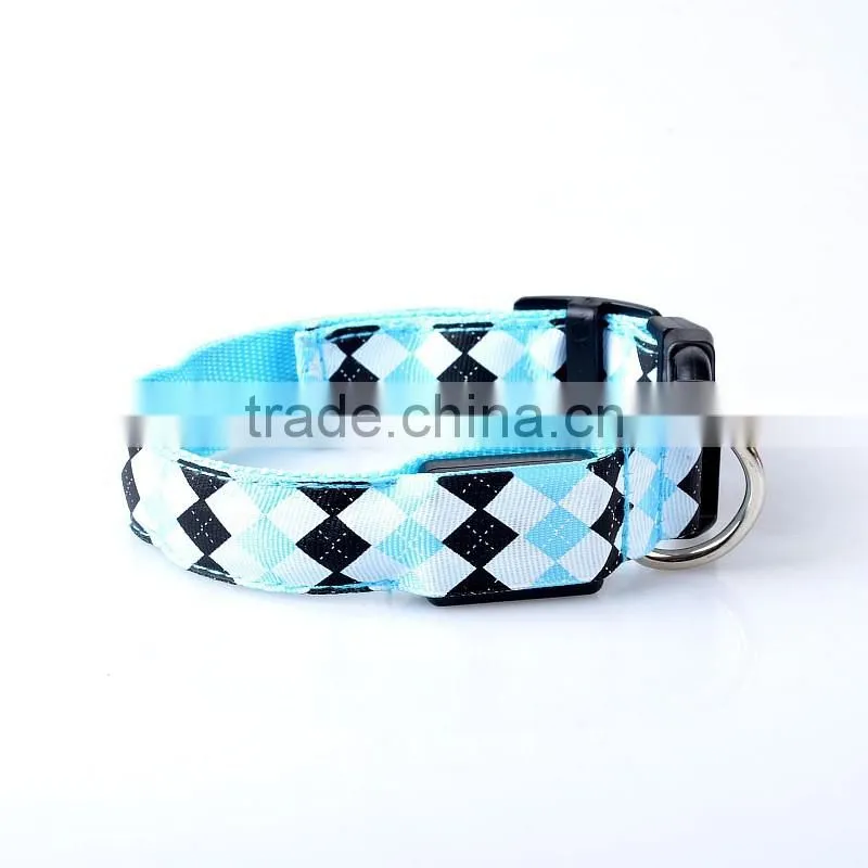 Rhombus printing led flashing lights dog collar