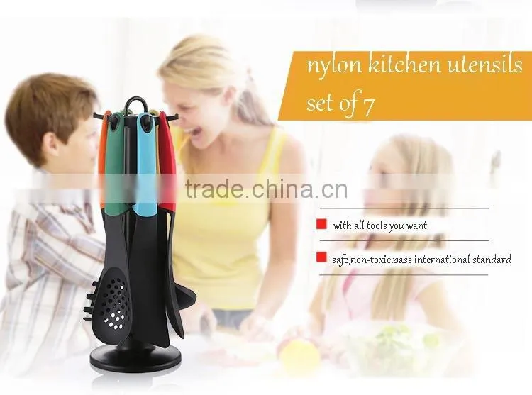 HF-217 7pcs New designed practical colorful nylon kitchen cooking utensils set