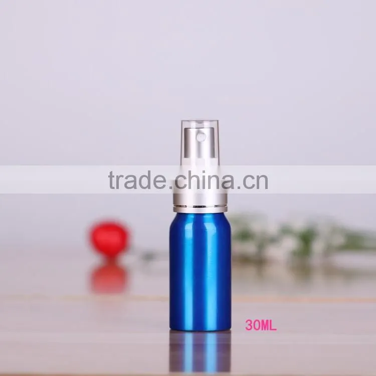 Wholesale 30ml-500ml cosmetic packaging bottle blue aluminum perfume bottle aluminum spray bottle