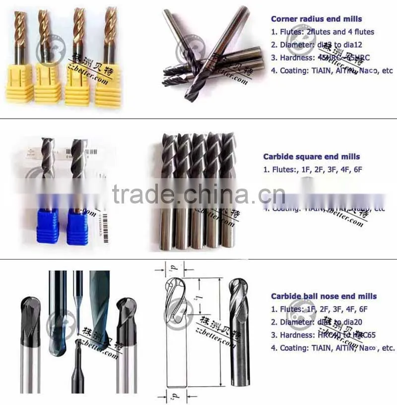 45HRC tungsten carbide end milling cutters GM series