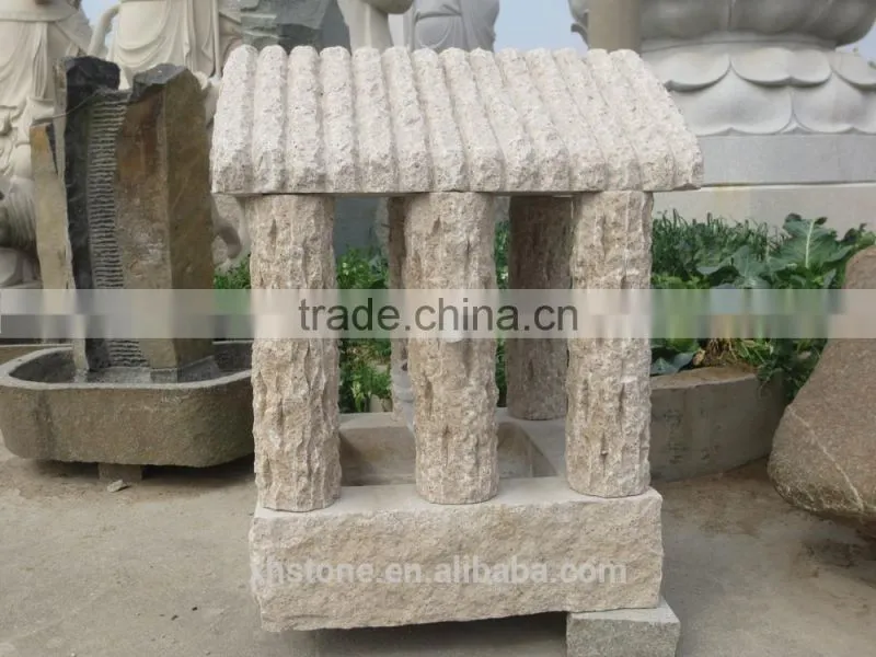 Hand carved garden stone water fountain in Chinese well style .