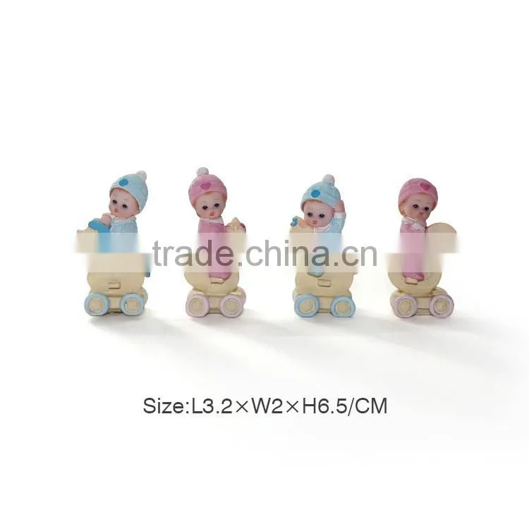 Polyresin Baby Sculpture With Chair Shoes Horse Photo Frame Leaf Holding Baby Figurine Resin Cute Baby Statue