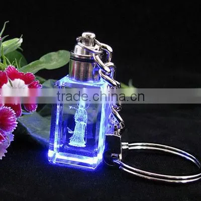vivid 3d laser crystal buddha keychain with led lamp