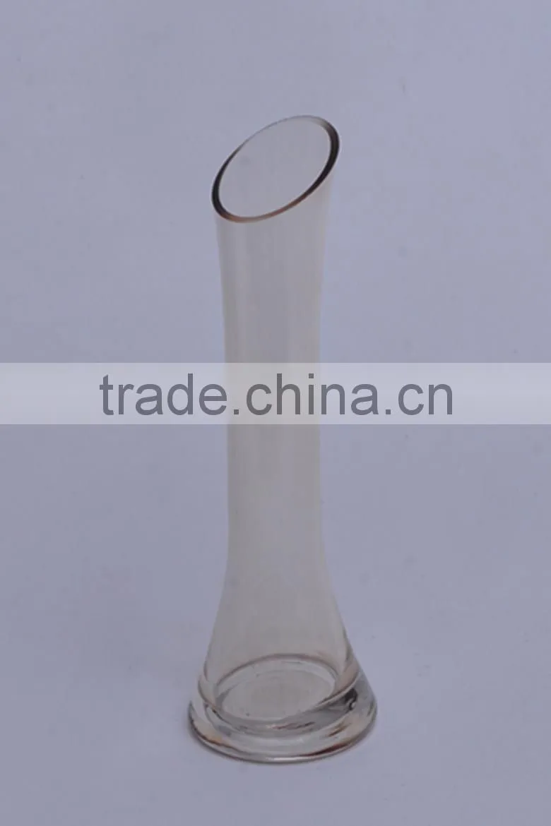 Cheap colored glass vases, restaurant table used glass vases, Single flower glass vases