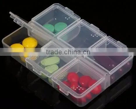 cy275 Mini Portable Clear Empty Braille 6 Cells Pill Medicine Drug Storage Case Box