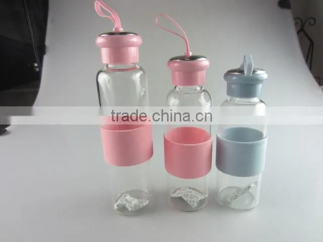 glass bottle with silicone heat proof