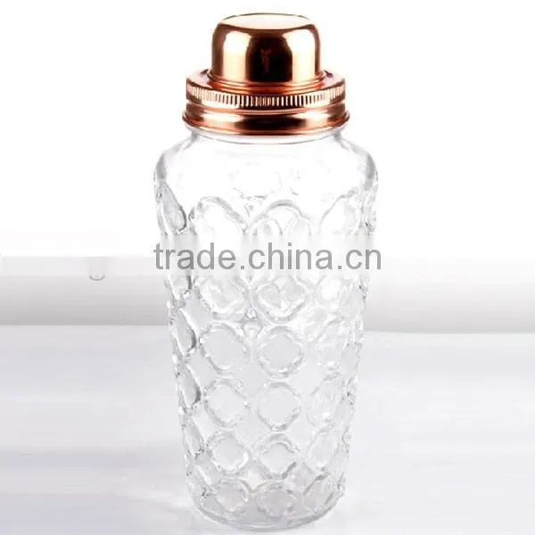 30oz machine made glass bottle decorative jars mix glass electroplate lid shaker