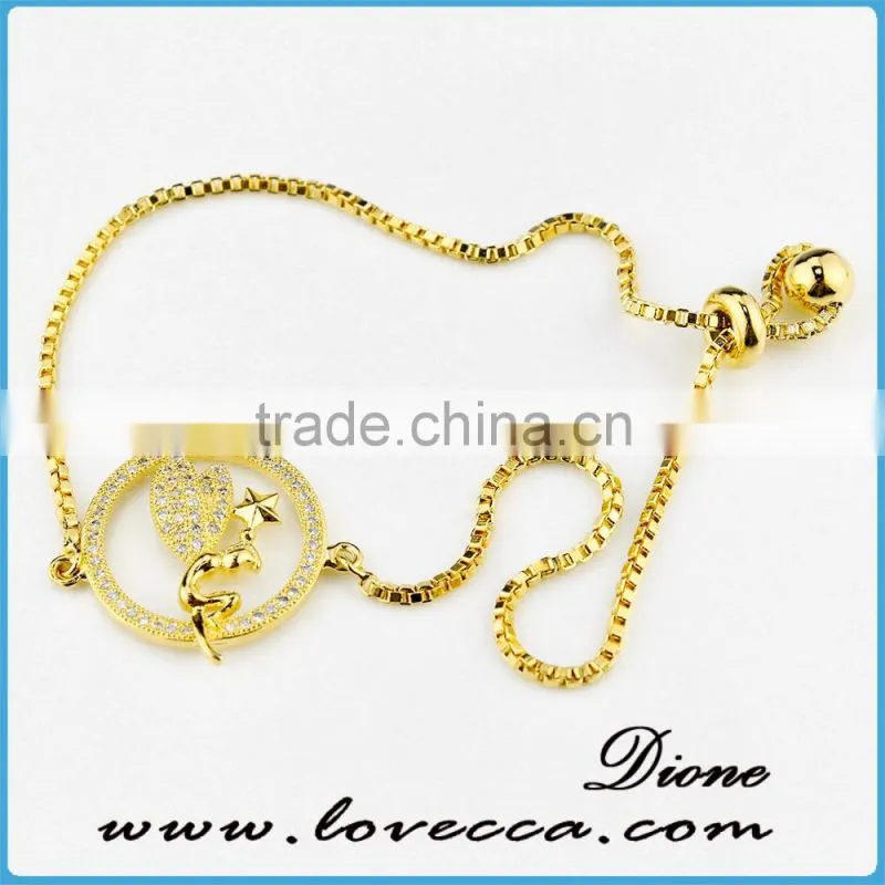 18/24K Gold Platinum Girls Gift Cubic Zirconia Diamond Cross Bracelet
