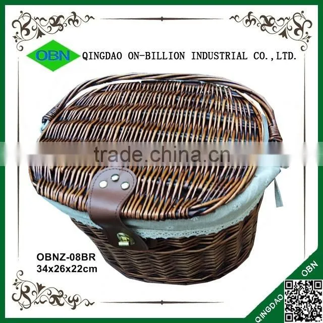 Bulk removable wicker bicycle basket with lid