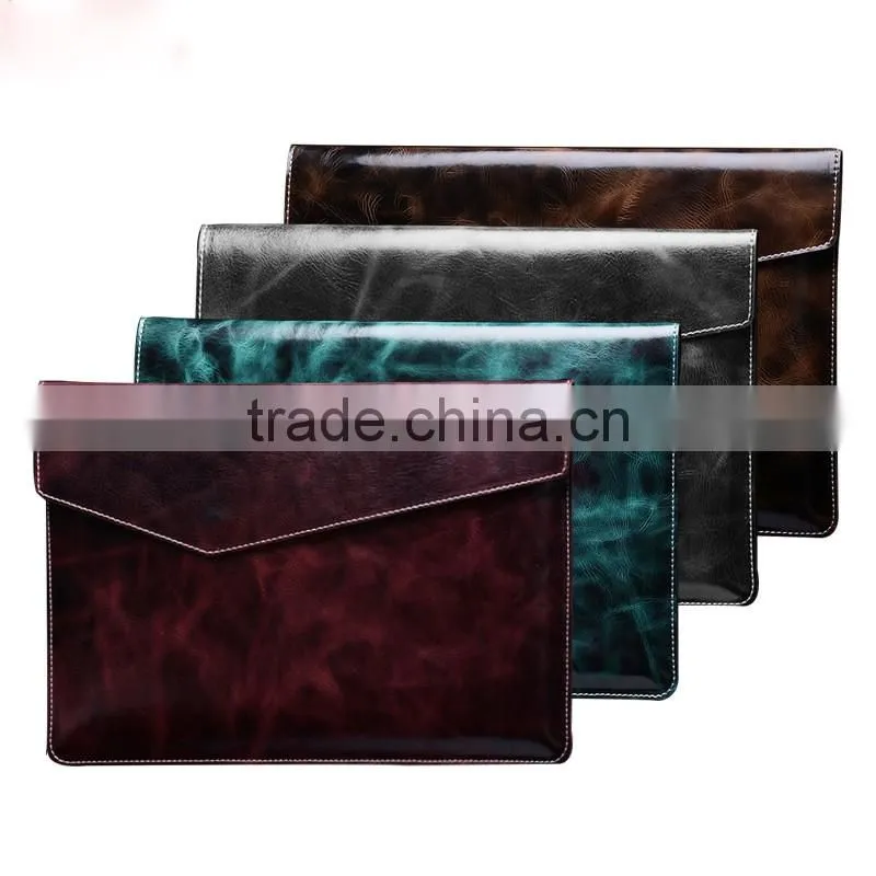 Wax Oil Documents Carrying Bag/Leather Envelope Bag/Laptop Portfolio Bag