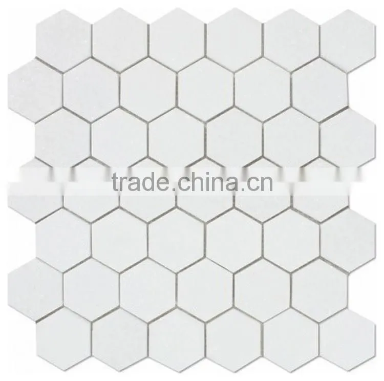 MM-CV257 Best quality livingroom decoration natural stone grace thassos white marble hexagonal mosaics tiles