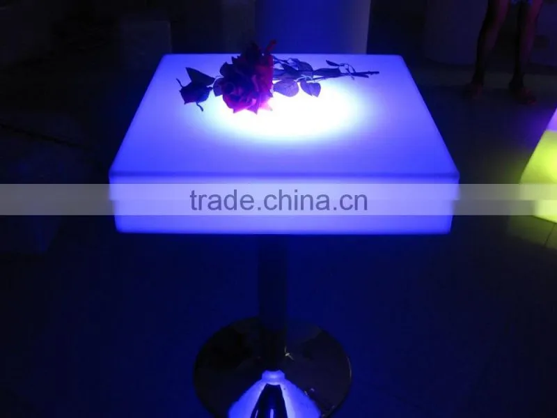 Illuminated color changing suqare top led glowing cocktail tables
