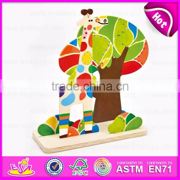 2016 new design children wooden diy drawing toy W03A084
