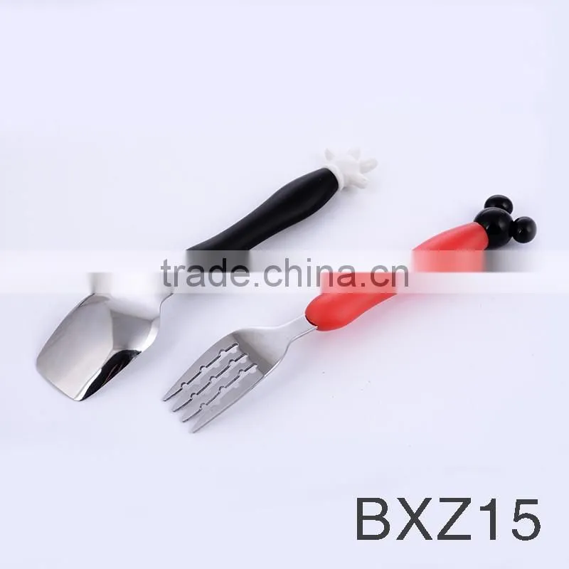 BXZ15 Adorable cute carton cutlery set kitchen utensils baby spoon and fork set