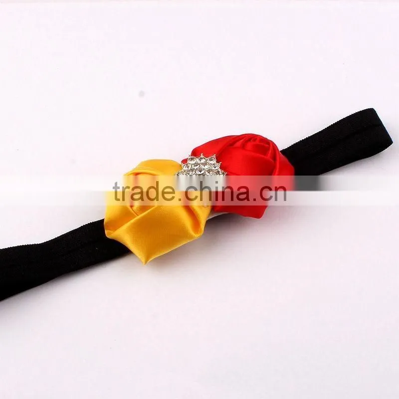 rolled handmade rose flower headband satin flower hair band