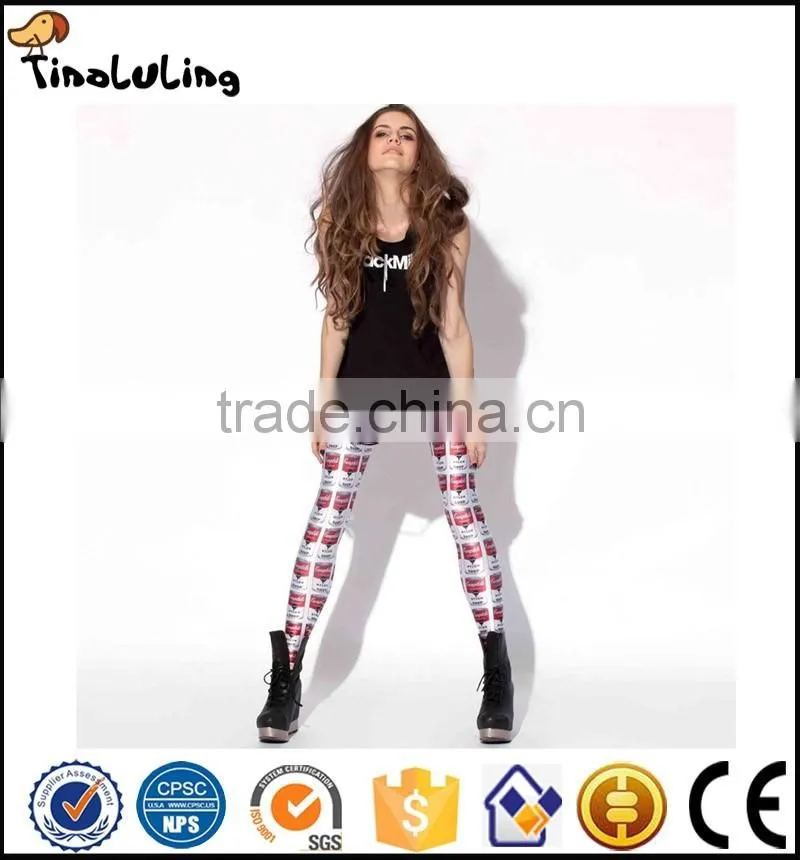 Hamburg Cola Fries Digital Printed Women Leggings Hot Sexy Slim Jeggings Fashion American Apparel Push Up Plus Size Pant Pencil