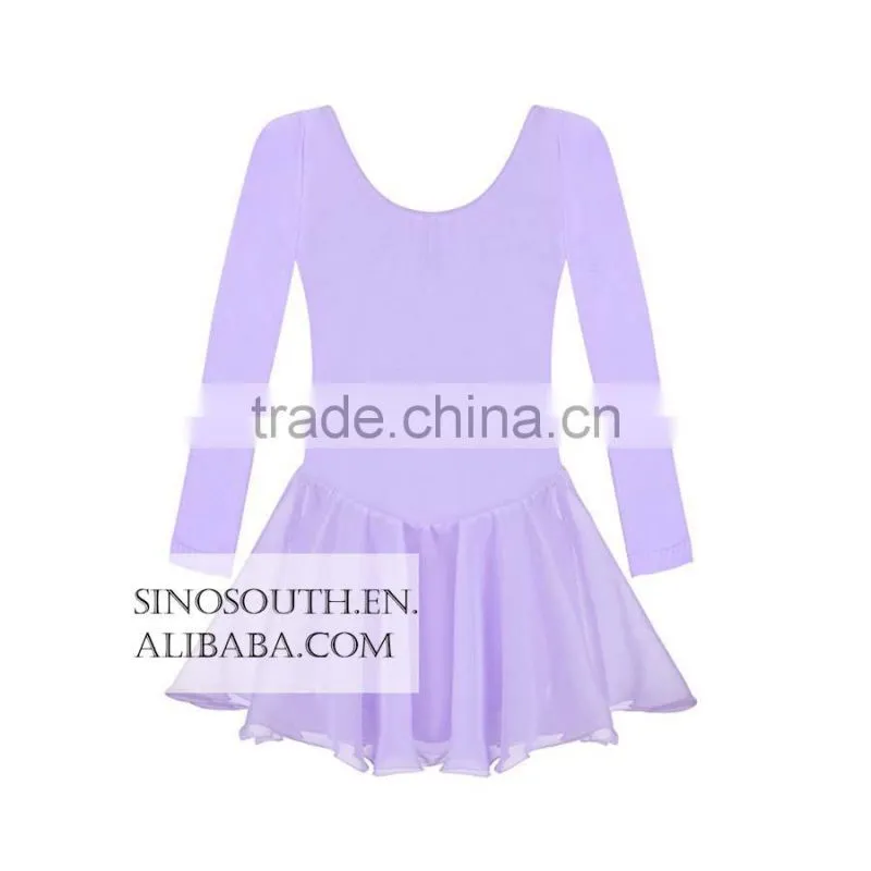 2017 New arrival Solid Color Long Sleeve girls leotard dance leotards Dress