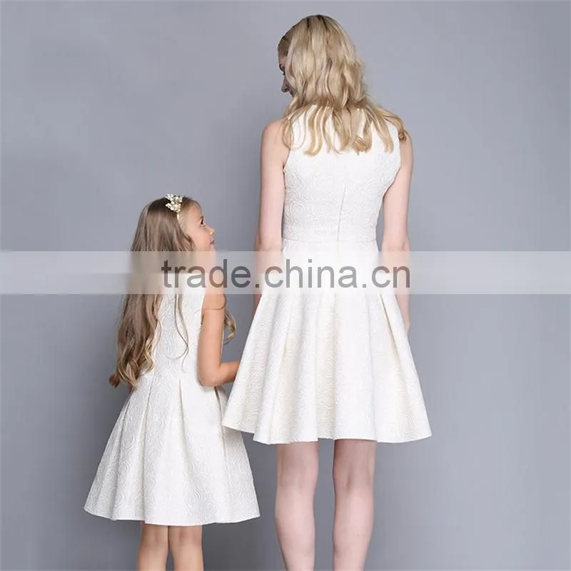 High-Grade Sleeveless Mother Daughter Matching Dress White Family Matching Clothing