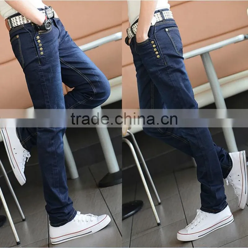 New Designer Men Long Straight Slim Denim Pants For Sale