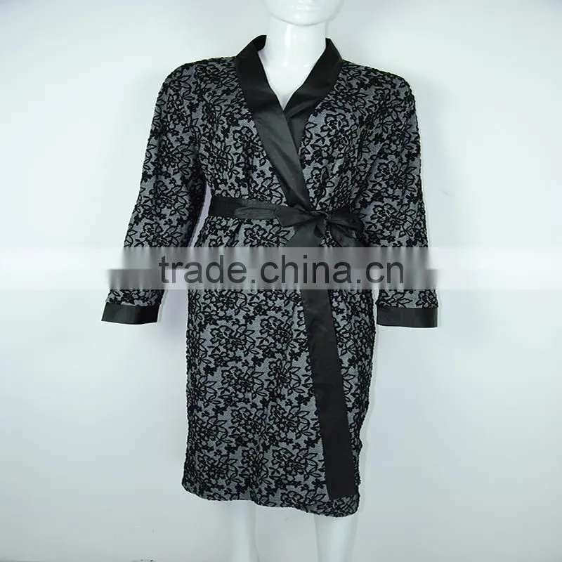 trendy design 100% polyester long sexy sheer nightgown