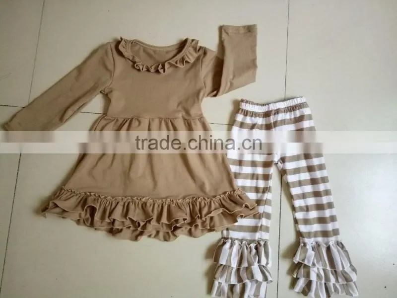 Bulk wholesale kids popular boutique clothing girl's long-sleeve red striped suit