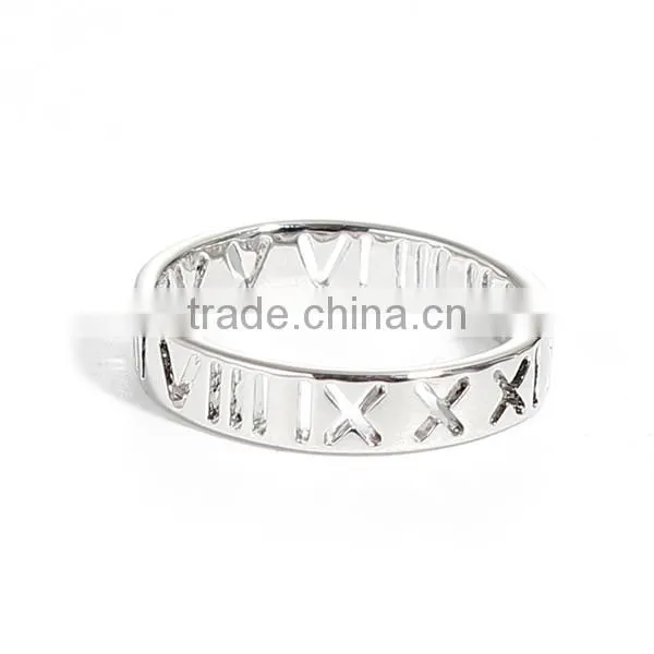 Copper Unadjustable Rings Silver Tone Number