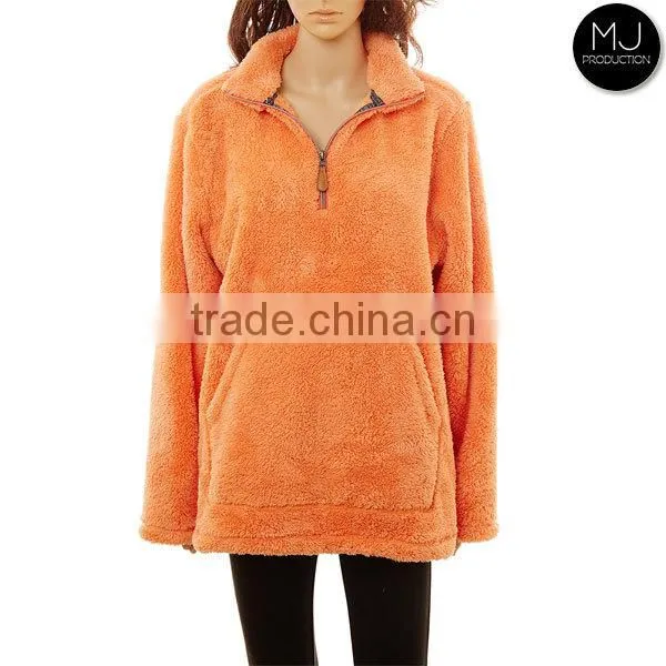 Girls Monogrammed Sherpa Quarter Zip Pullover