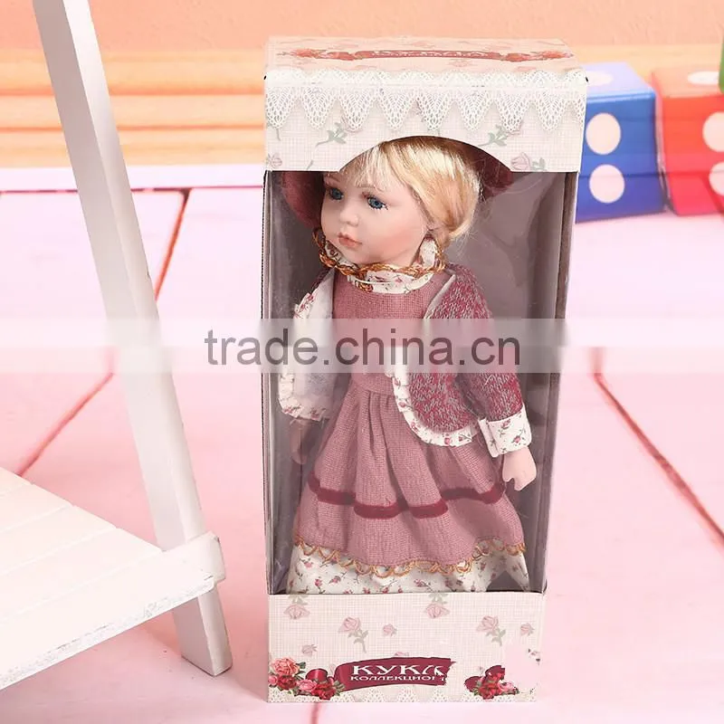 Vintage Ceramic Porcelain Doll with Metal Stand