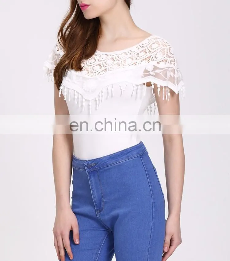 2016 Ladies New Design Fashion Top Jointed Lace Top