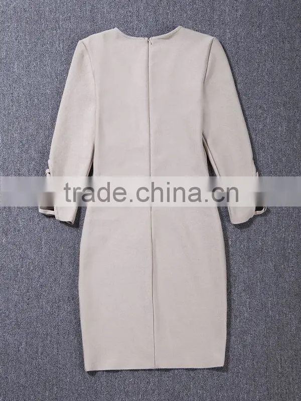 Summer dress 2015 new fashion elegant and sey women black red beige white long sleeve evening party bandage Dress Bandage Bodyco