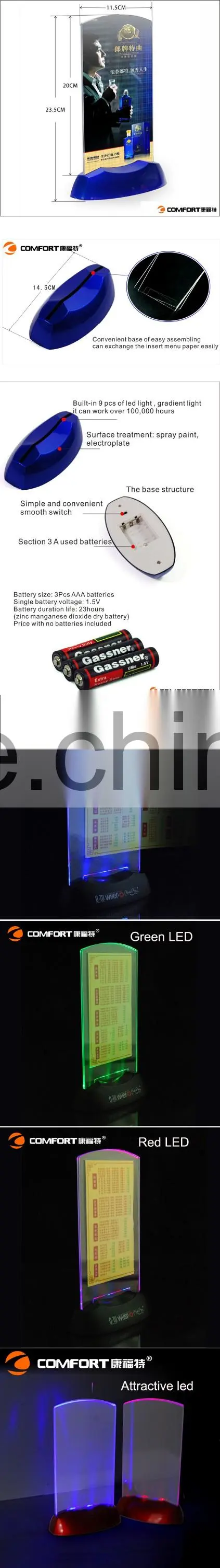 Aibaba illuminated table tent card holder