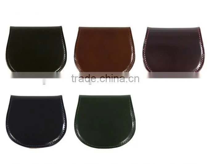 small size cowhide leather coin case coin holder purse with snap closure