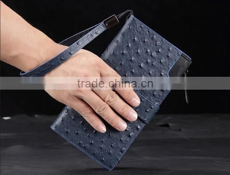 business men card holder long style clutch multifunction wallet high capacity ostrich leather gift purse for businessmen