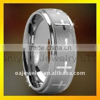 classic small order engravable tungsten cross rings