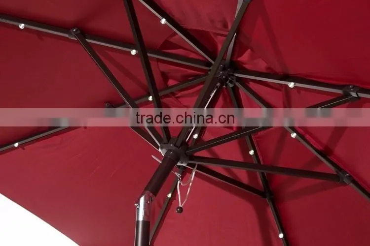 Multifunction Patio 9 ft Round Aluminum Solar Powered 24 Garden Outdoor Light Led Umbrella