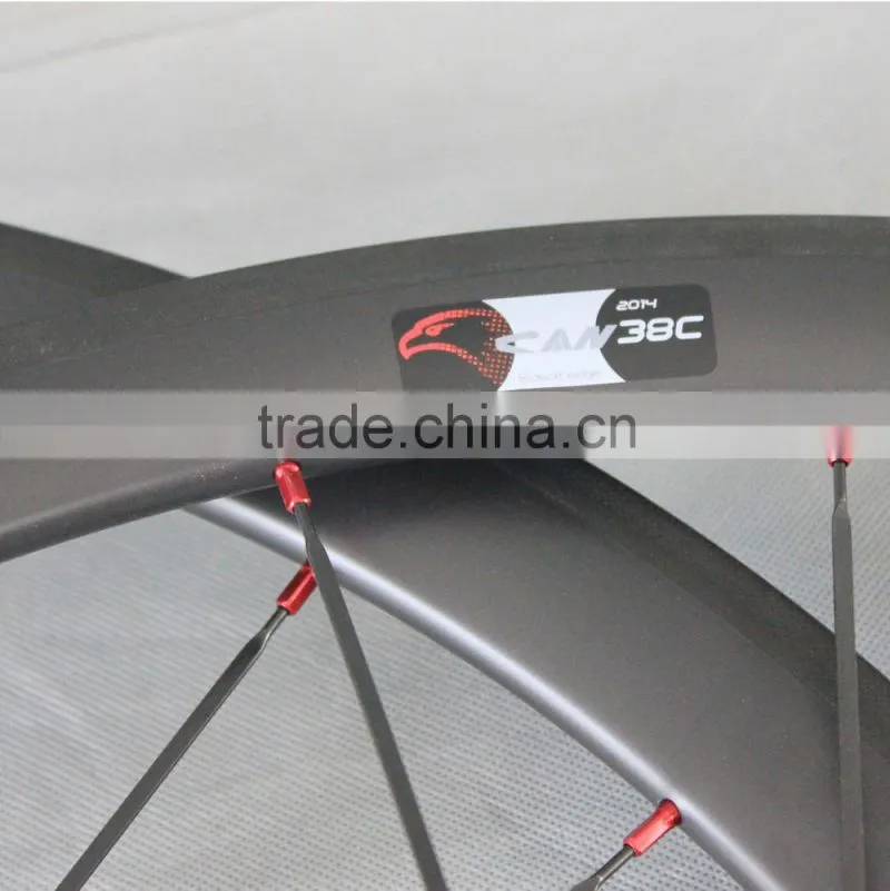 38mm clincher carbon fiber wheels bicycle wheelset road bike with Powerway R36 Hub Sapim cx-ray spoke