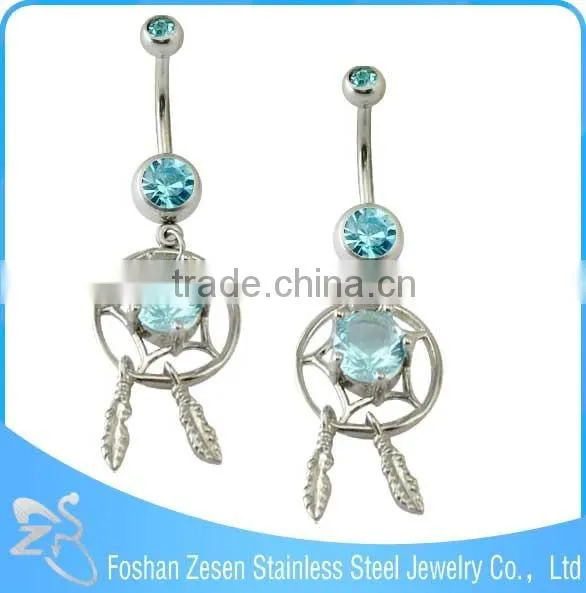 Turquoise Blue Zricon Body Jewelry Belly Ring Stain